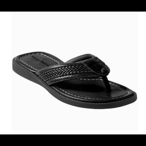 TOMMY BAHAMA Sz 10D Anchors Away Leather Thong Flip Flops Flat Shoes